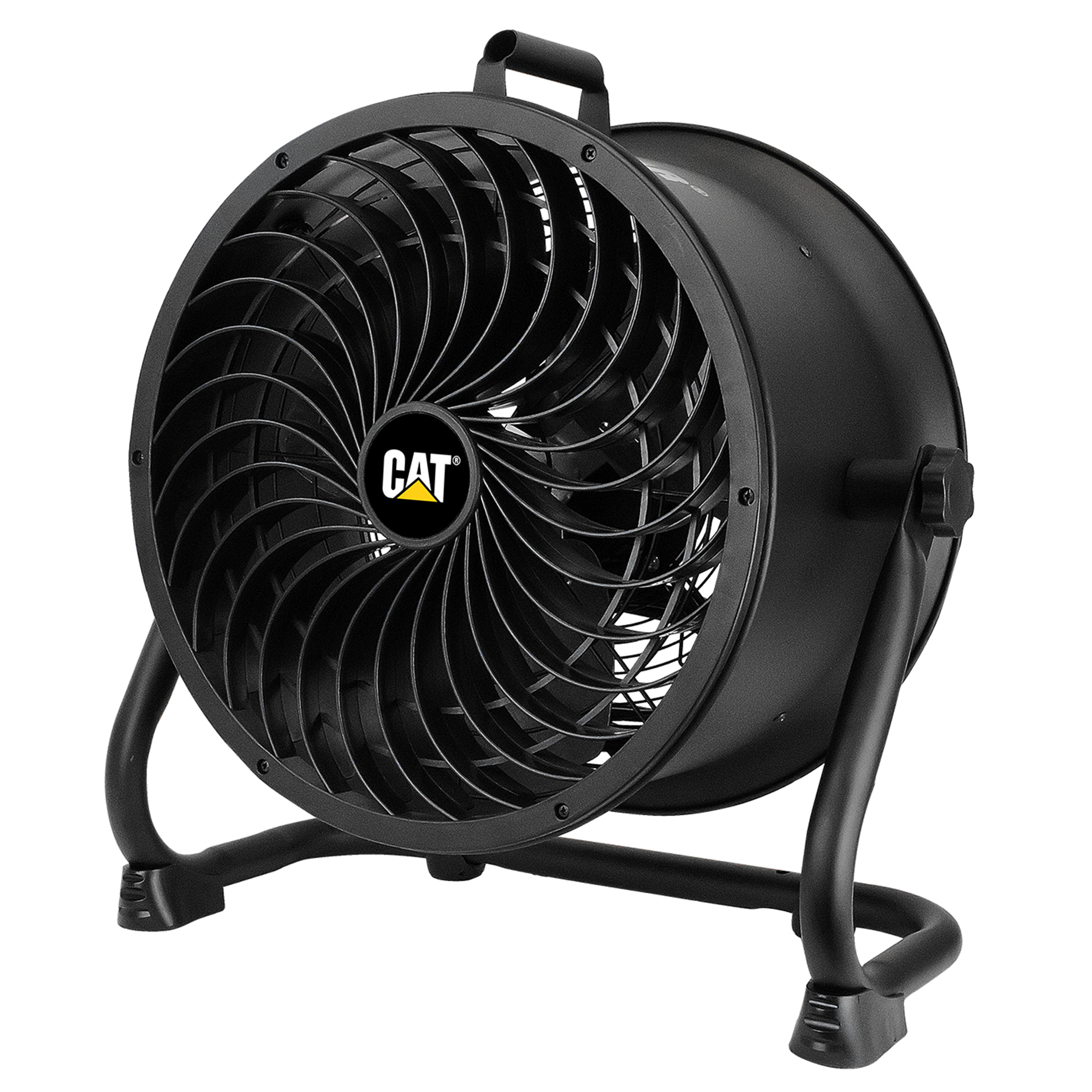 Caterpillar® fan 14”-Blade High-Velocity Drum Fan Heavy Duty Industrial Grade (2-in-1): 2,300 CFM, 4-Speed, 360 Degree Adjustable Drum Head, Dual Ball Bearing Motor with Die-Cast Cover